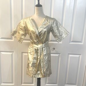 Metallic Gold Wrap Dress, NWOT